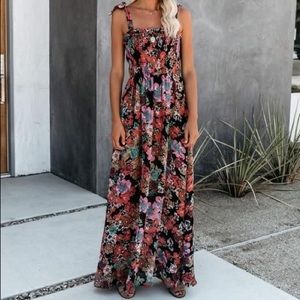 Vici painted petals smocked maxi dress